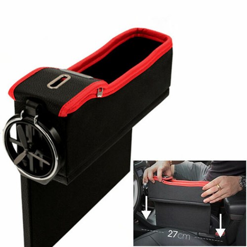 PU Car Seat Gap Slit Pocket Catch Catcher Box Caddy Coin Storage Organizer