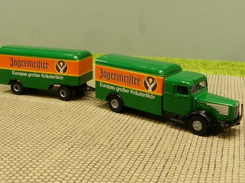 1//87 Brekina Büssing 8000 Jägermeister colección Reinhardt hängerzug