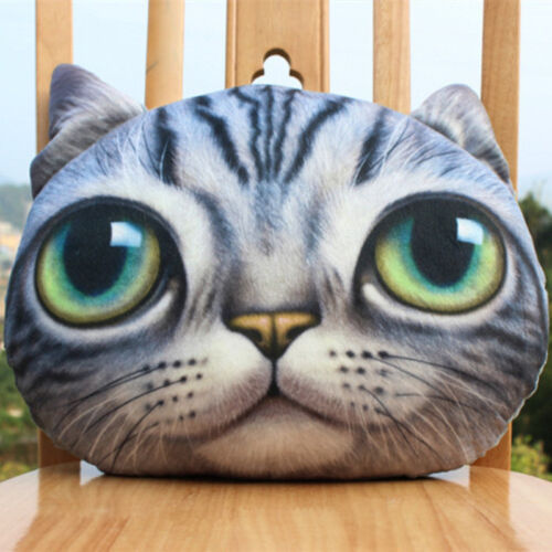 3D Cute Cat Face Soft Throw Pillow Case Cover With Zipper Cushion Toy Doll Gifts