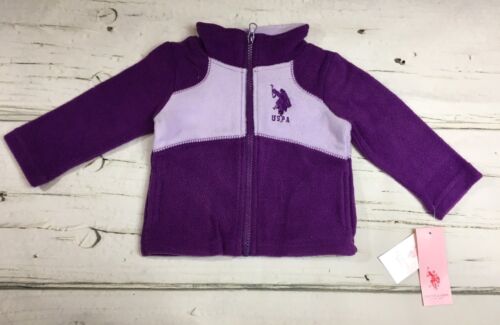 NWT Baby Girls Size 6-9M US POLO ASSN Fleece Zip Front Jacket Purple 