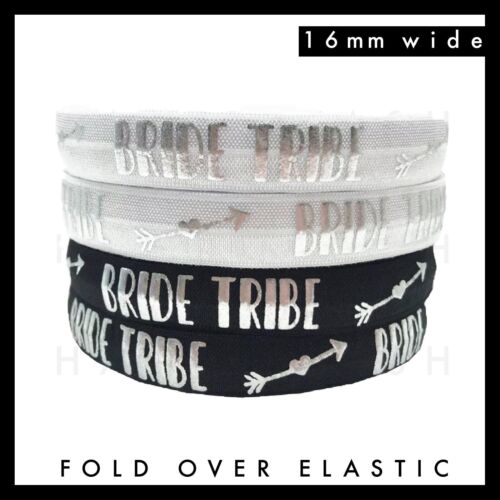 Bride Tribe Silver Foil Fold Over Elastic FOE 5/8 16mm per metre volume discount 