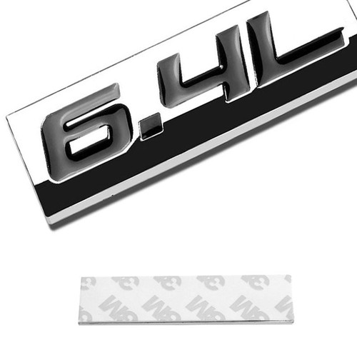 Black//Chrome 6.4L Number Sign Rear Trunk Metal Trim Badge Decal Plate Emblem
