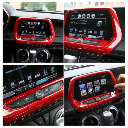 Car Inner 9'' GPS Navigation Panel Cover Trim Red For Chevrolet Camaro 2017 Up 
