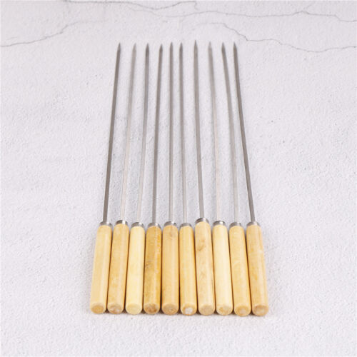 10pcs stainless steel 35cm barbecue bbq skewers needle kebab kabob stick E&F 