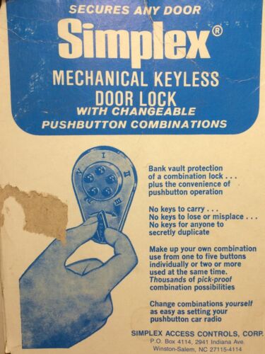 Simplex Keyless Pushbutton Mechanical Door Lock Brass Gold Deadbolt