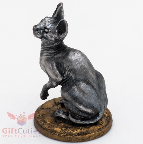 Tin Pewter Figurine of Sphynx Cat Kitty Kitten IronWork