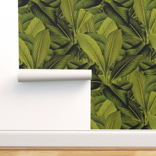 Peel-and-Stick Removable Wallpaper Palm Tropical Jungle Leaves Botanical Green 