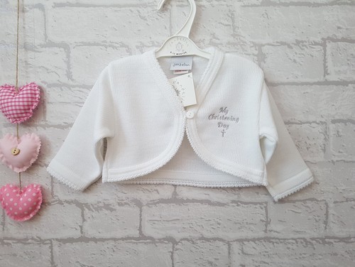Baby Girls My Christening Day Embroidered Bolero Style Cardigans Dandelion