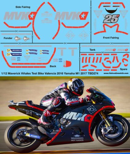 1/12 Yamaha M1 2017 Maverick Vinales Test Bike Valencia 2016  Decals TB TBD274 