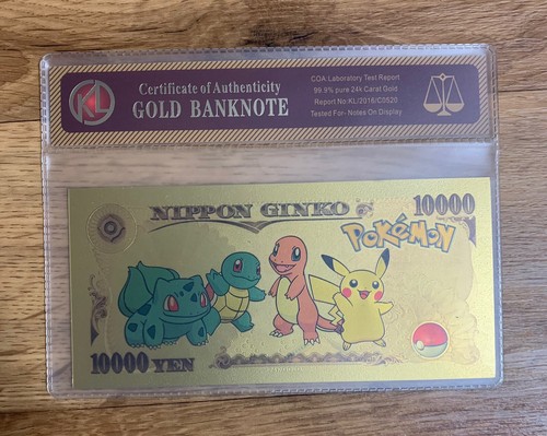 Gold Charizard Bank Note In Plastic Display Wallet