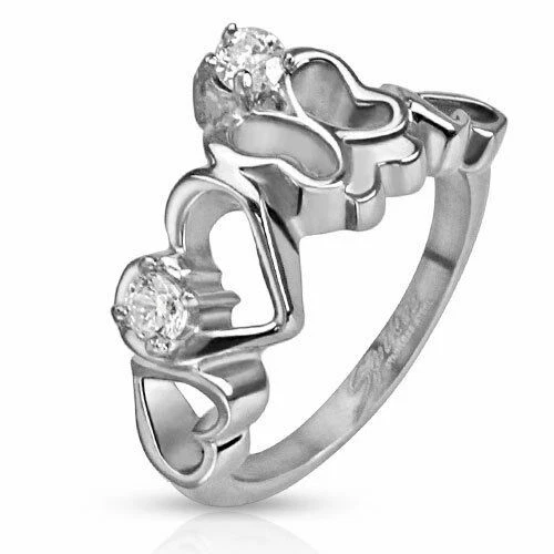 Anelli di bigiotteria d'argento con cuore in acciaio