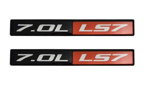Pair 2005-2013 Corvette Z06 Black Red /& Silver 7.0L 427 Chevy LS7 Emblems