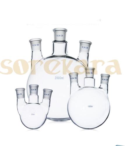 250/500/1000/2000ml 24/29 Joint Glass Flask round bottom with Vertical 3-Neck 