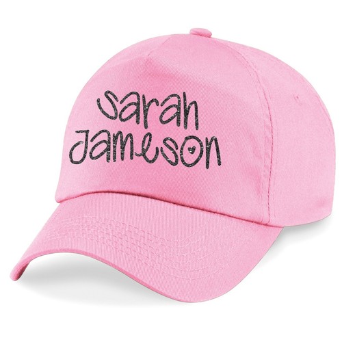 Kids Personalised Glitter Name Baseball Cap Printed Customised Hat Girls Boys