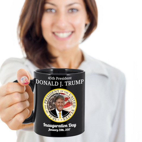 Donald J Trump 45th President Inauguration Day Black Mug Coffee Tea Cocoa Cup 11