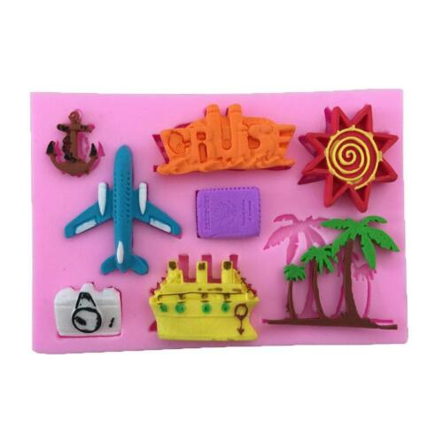 Various Palm Tree Plane Silicone Mold Fondant Cake Decorating Mould Tools HY 