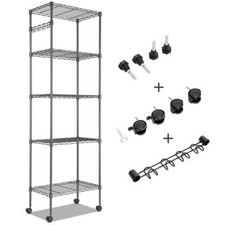 5/6 Tier Wire Shelving Unit with Wheels Height Adjustable Standing Storage Shelf