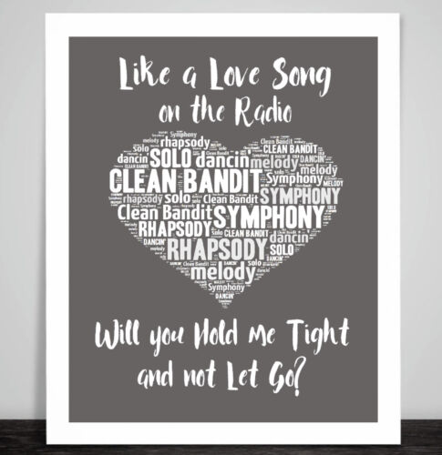 Clean Bandit Symphony Music Love Song Lyrics Heart Framed Art Print Wedding Gift 