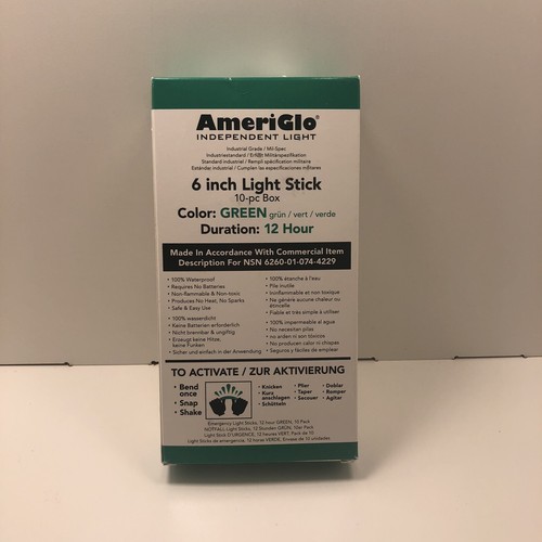 environ 15.24 cm Ameriglo indepent Light 6 in Light Stick Boîte 10-pc durée 12 H AML612HG