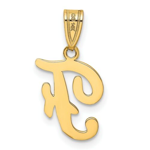 Details about  / 14k Yellow Gold F Script Initial Charm Pendant 0.71 Inch