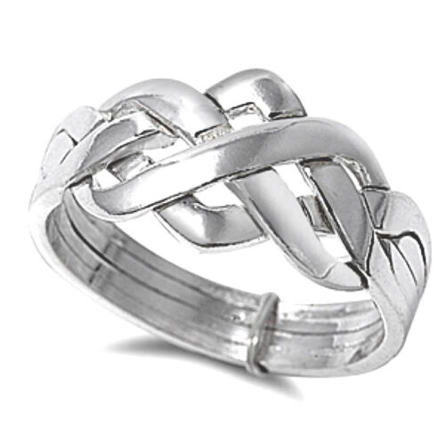 USA Seller 4pcs Puzzle Rings Sterling Silver 925 Best Deal Jewelry Size 5 