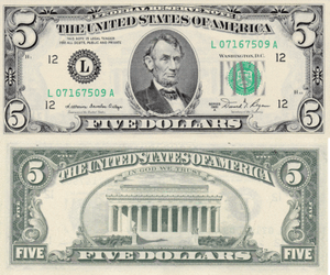 1981 A $5 San Francisco District Federal Reserve Note FR 1977-L Uncirculated