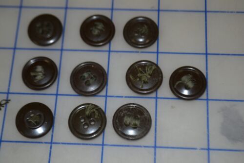 OD green brown military buttons lot of 10 korean era 1950/'s 4 hole 3//4/" LN wool