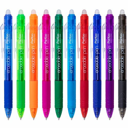 ParKoo Retractable Erasable Gel Pens Clicker Fine Point Assorted Color Inks for