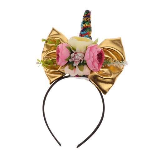 Einhorn Horn Schleife Stirnband Haarreif Kopfschmuck Blumen Mädchen