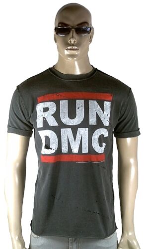 Amplified Run DMC logotipo hiphop estrella de rock destroyed vintage agujeros t-shirt m 48 
