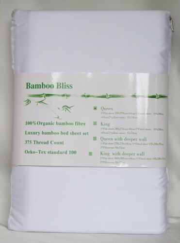 Queen Size 100/% Organic Bamboo Luxury Bed Sheet Set 375TC