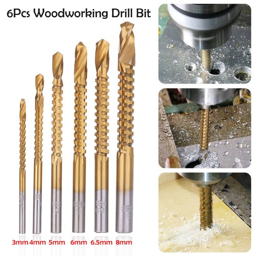Quality 6x HSS Ti Step Drill Bit Woodworking Wood Metal Cutting Hole Saw Tool UK