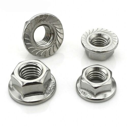 M10 x 1.0mm Fine Pitch Serrated Flange Nuts Hex Lock Nuts 304 A2 Stainless Qty 2 