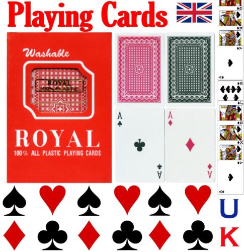 ROYAL PLAYING CARDS 100% PLASTIC POKER BUY 1 GET 1 FREE BLACKJACK,RUMMY & ETC. 