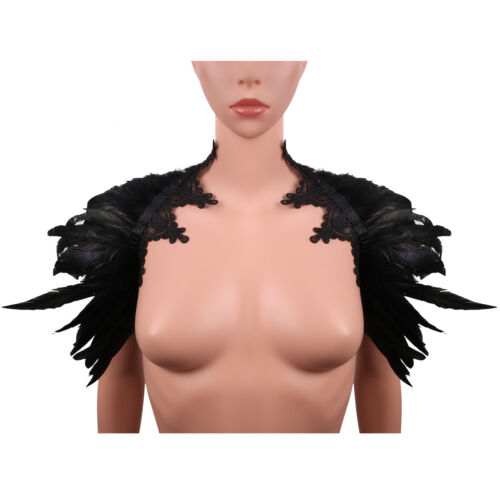 Gothic Feather Choker Collar Shrug Cape Shoulder Wraps Shawl Poncho/&Scarf Ties