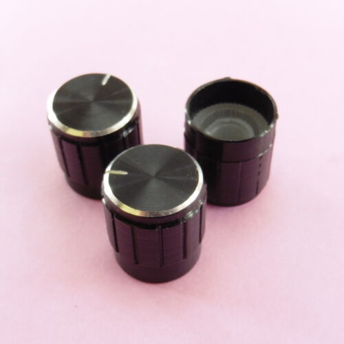 Black Aluminum Potentiometer Knob for 6 mm Shaft Control Cap//s Knurled Pot