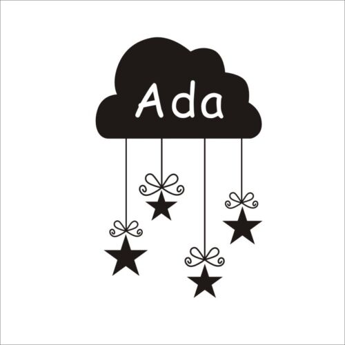 MOON and CLOUD wall sticker Personalised any name boys STARS AFC4 DECAL DECOR 