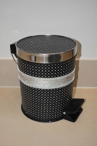 Plastic Black and Silver Dot Sparkle  Bin for Small Waste Design 27free uk ship