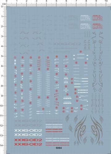MG 1//100 Scale Deathscythe Hell EW XXXG-01D2 Gundam Model Kit Water Slide Decal