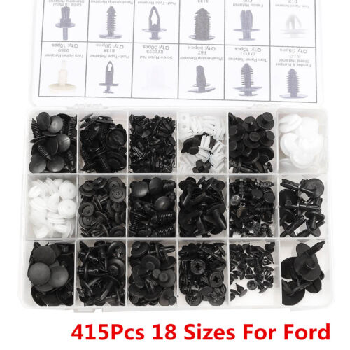 415 Pcs 18 Sizes Interior Door Trim Panel Retainers Clips Fastener Kit for Ford