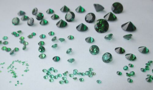 Brillantschliff synthetischer Edelstein. 5 CZ grün-dunkel 3,0 mm Cubic Zirkonia 
