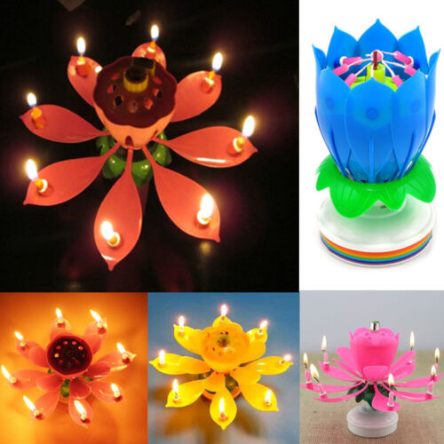 Romantic Happy Birthday Music Play Lotus Candle Magic Musical Candle Flower 