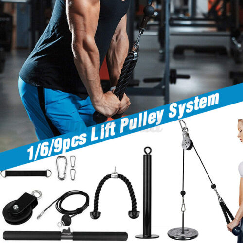 Fitness LAT Pull Down Rope & Lift Pulley System Cable Machine w/Loading Pin 