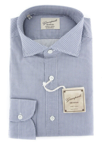 Details about  / $375 Giampaolo Navy Blue Cotton Shirt Extra Slim 618TS21337FAB