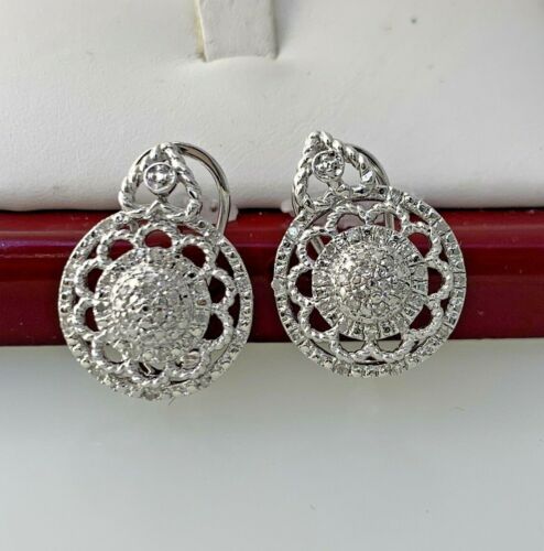 Details about   Natural Diamond Round Lace Earrings in Sterling Silver 0.21 ct. t.w. #21 