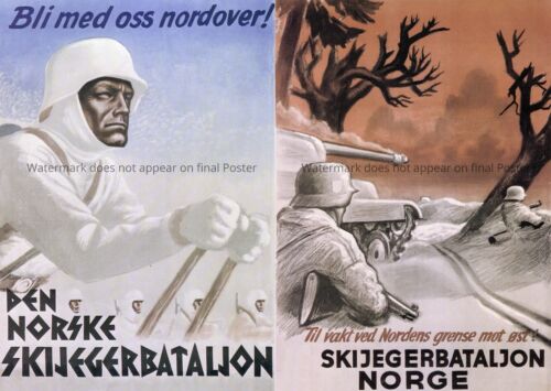 WWII WW2 Norse Poster Print Norge Norway årgang krigen plakat Andre verdenskrig