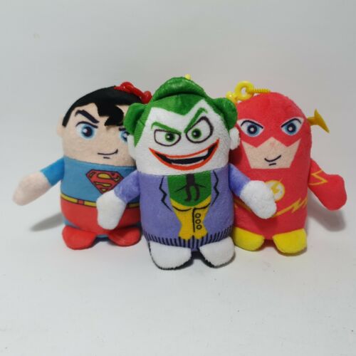 3x DC Comics Super-Héros Jouet Doux en Peluche Porte-clefs Superman le flash le Joker Mignon 