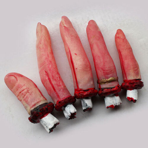 5Pcs One Hand Terrible Severed Fingers Halloween Prop Bloody Chop Body Parts