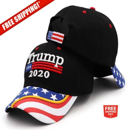 Trump 2020 Hat Black USA Flag Keep Make America Great Again Cap Free Shipping