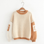 18 Japanese Womens Knitted Cotton Boat Neck Mori f Sweater Coat Mixed Color Warm